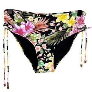 Amavi Women's Adjustable Bikini Bottom Hawaiian Floral Modest Cut Size XS NWOT